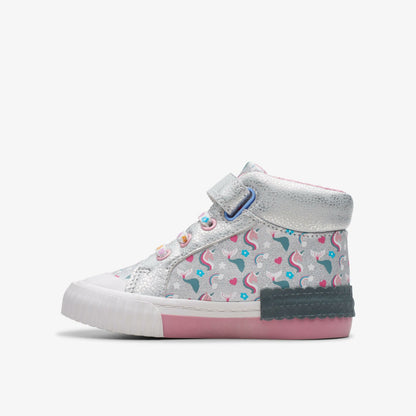 Clarks Foxing Halo Hi Toddler Silver