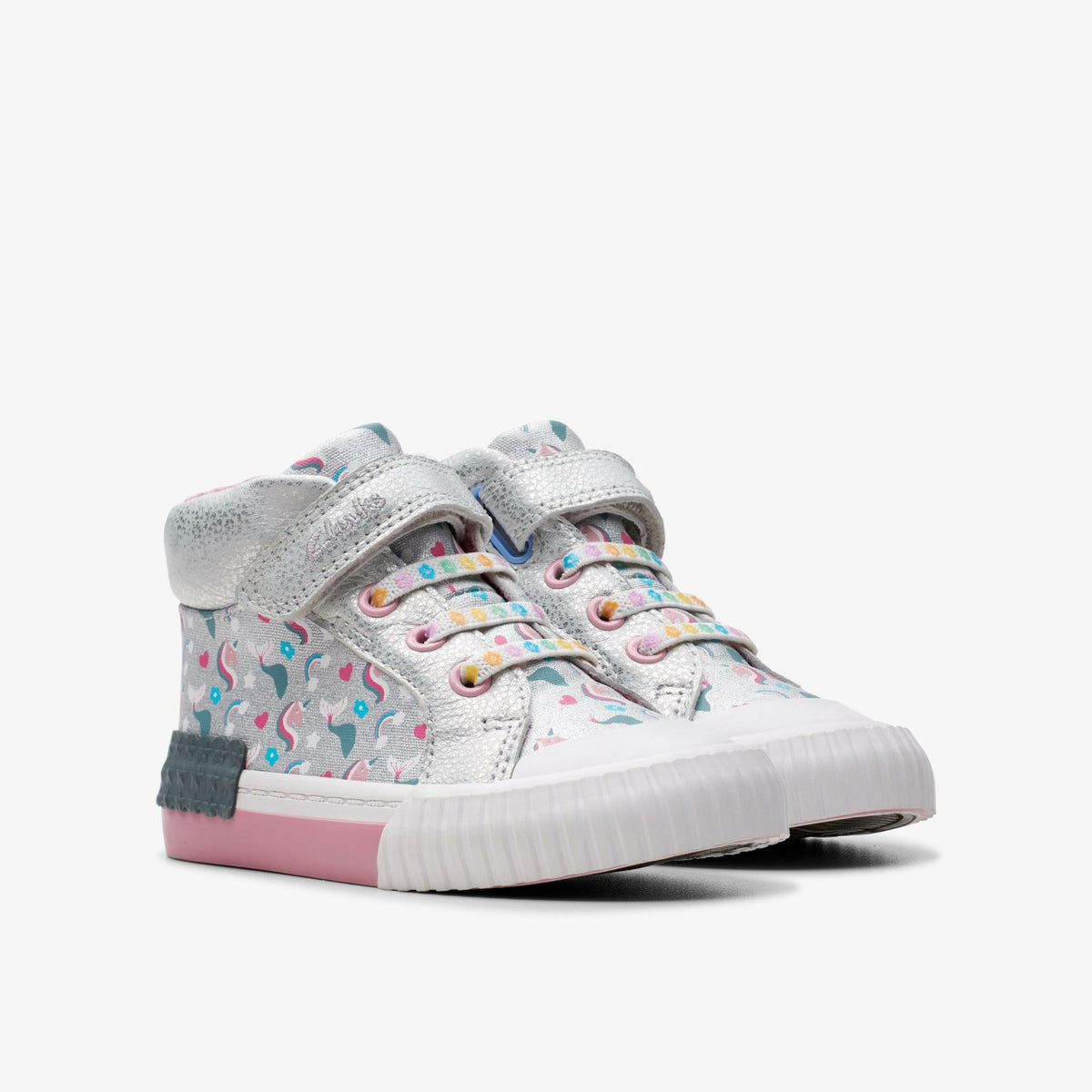 Clarks Foxing Halo Hi Toddler Silver
