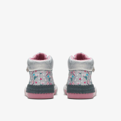 Clarks Foxing Halo Hi Toddler Silver