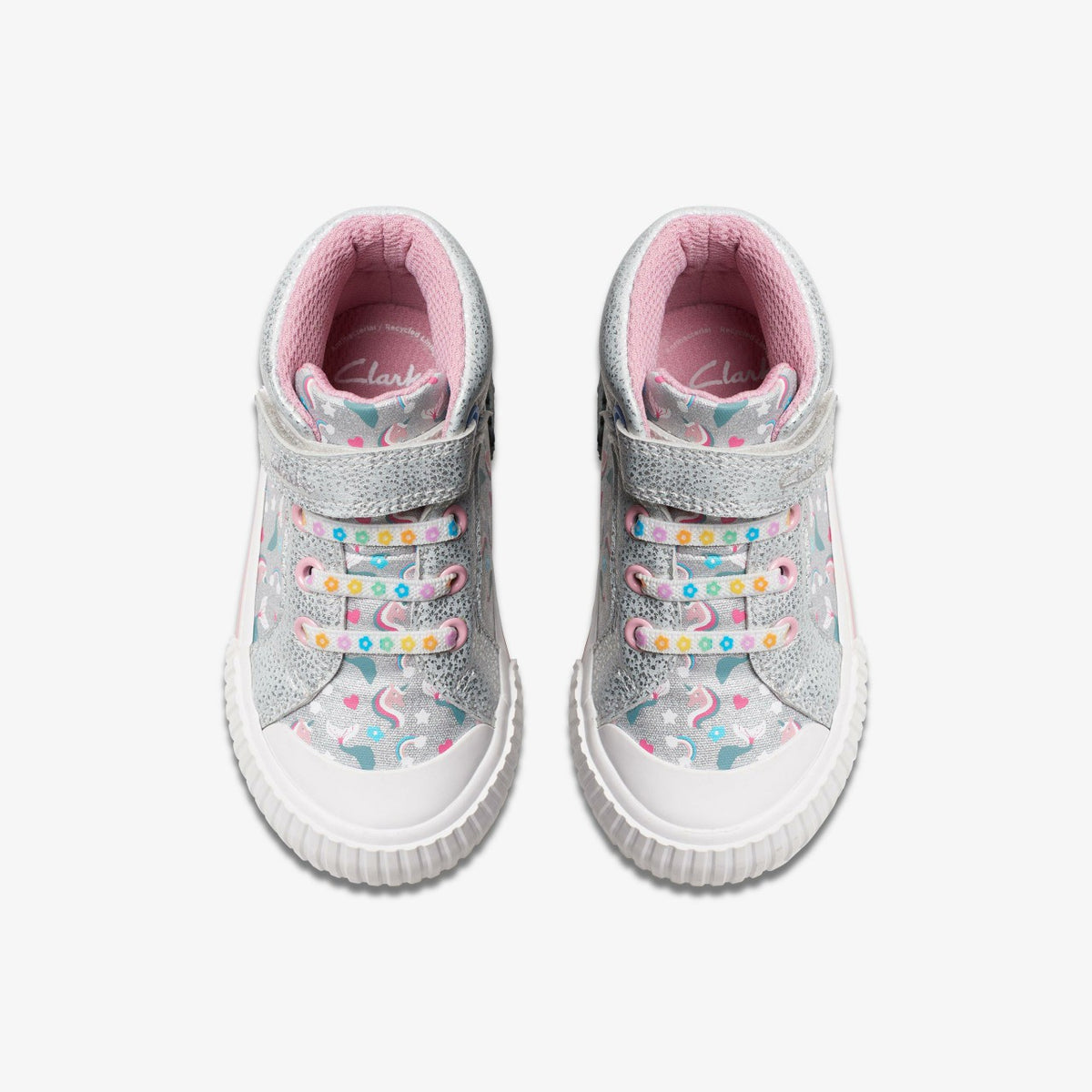 Clarks Foxing Halo Hi Toddler Silver