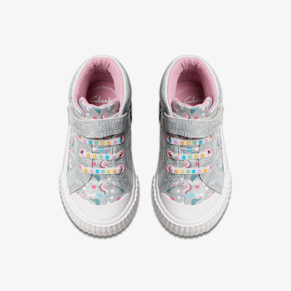 Clarks Foxing Halo Hi Toddler Silver