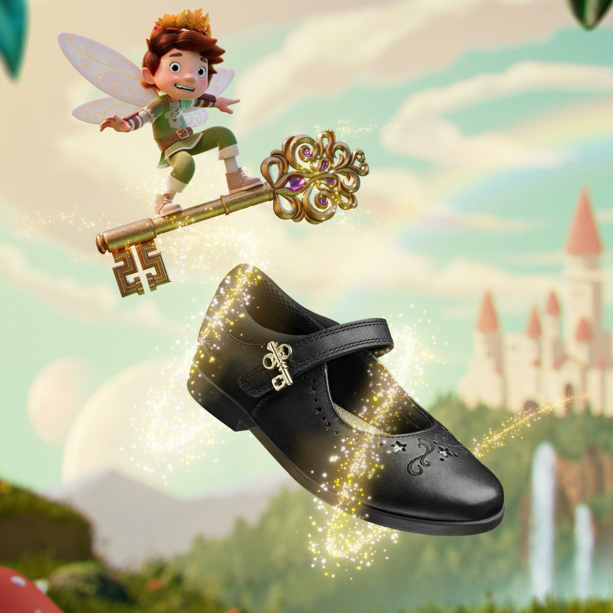 Clarks Lock Magic Kid Black Leather