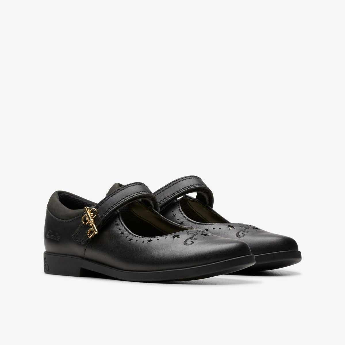 Clarks Lock Magic Kid Black Leather