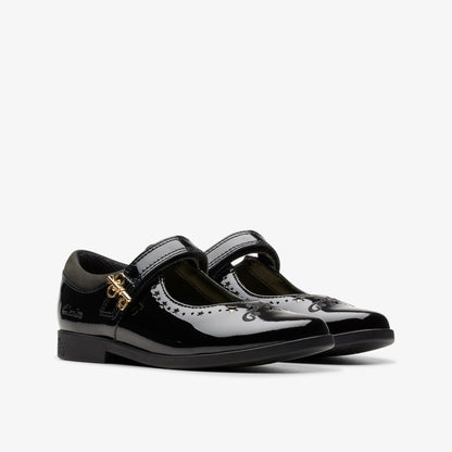 Clarks Lock Magic Kid Black Patent