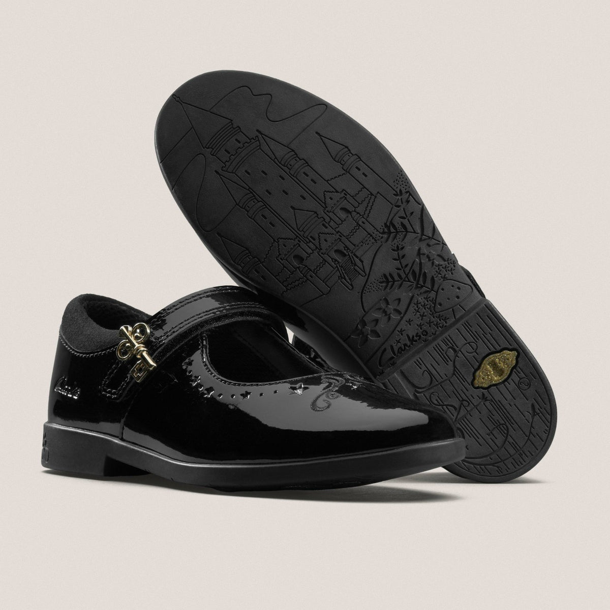 Clarks Lock Magic Kid Black Patent