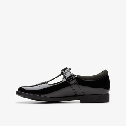 Clarks Lock Shine Kid Black Patent