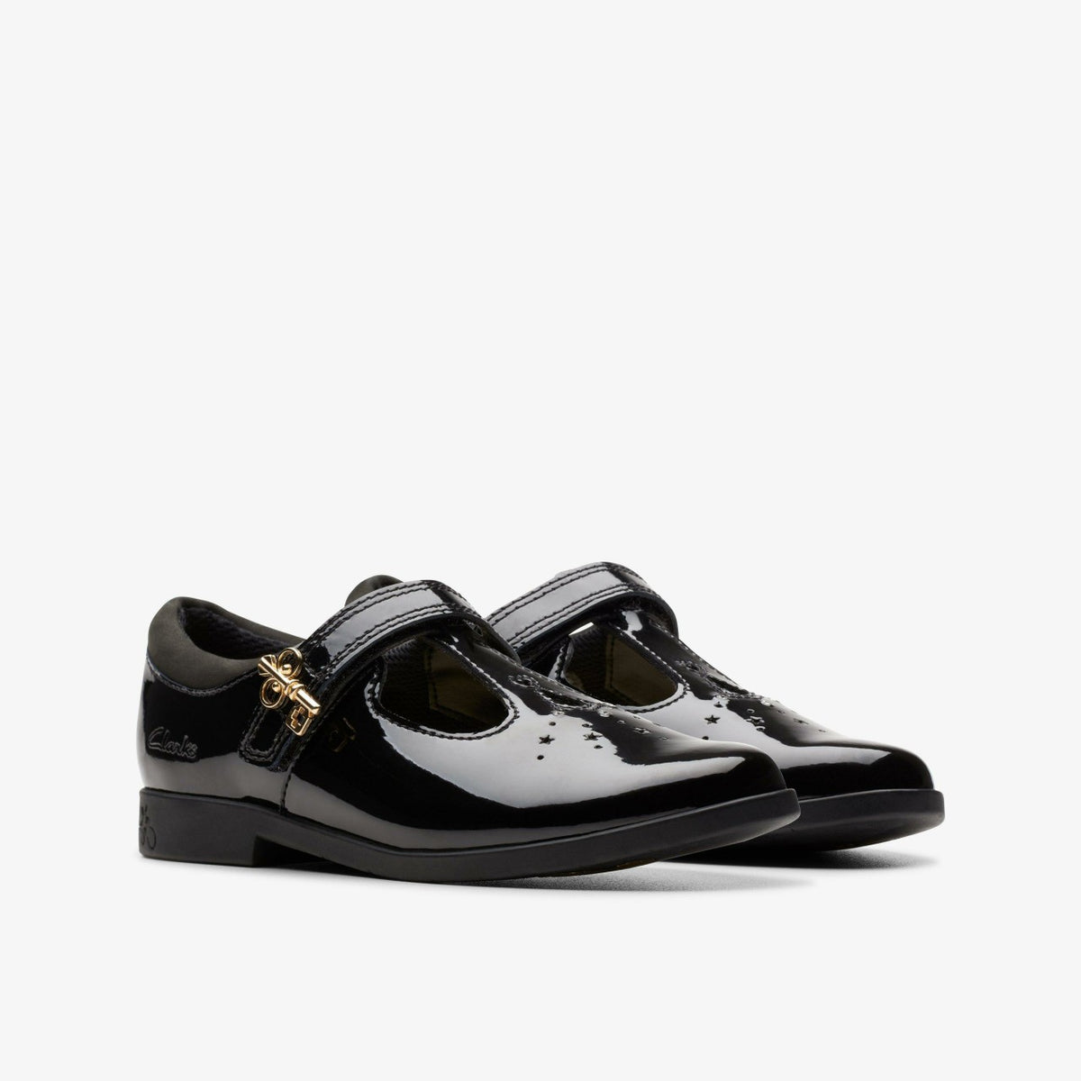 Clarks Lock Shine Kid Black Patent