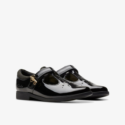 Clarks Lock Shine Kid Black Patent