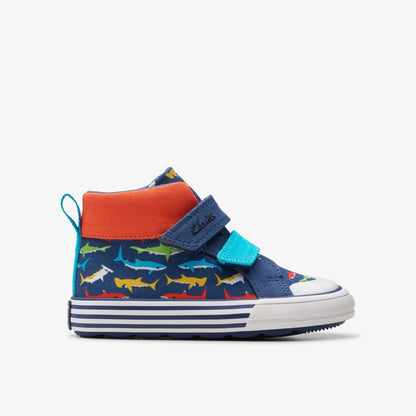Clarks Foxing Save Hi Toddler Navy Print