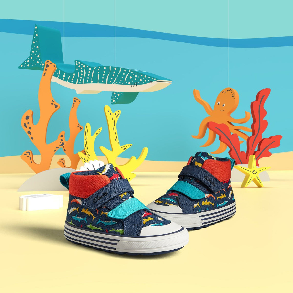 Clarks Foxing Save Hi Toddler Navy Print