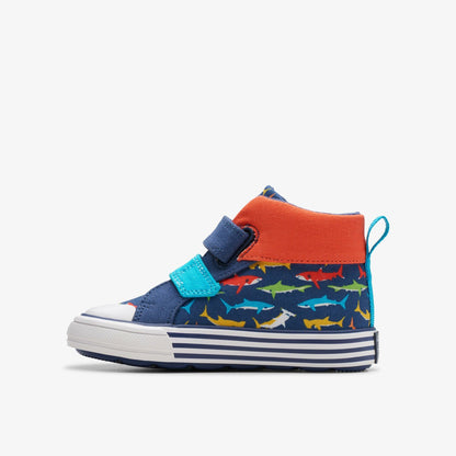 Clarks Foxing Save Hi Toddler Navy Print