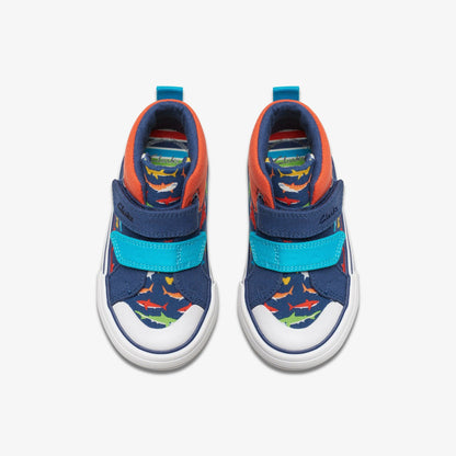 Clarks Foxing Save Hi Toddler Navy Print