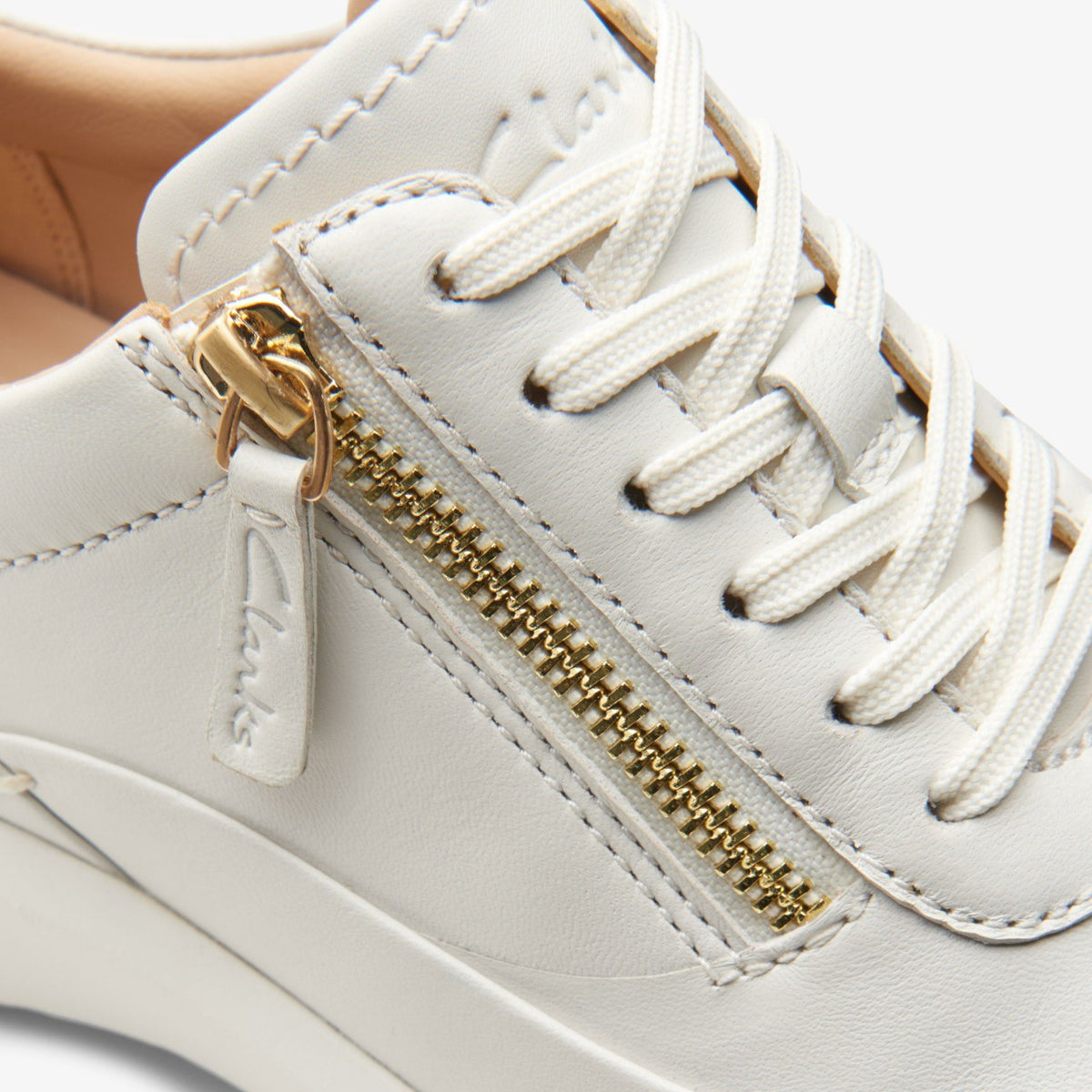 Clarks Tivoli Zip Off White Leather