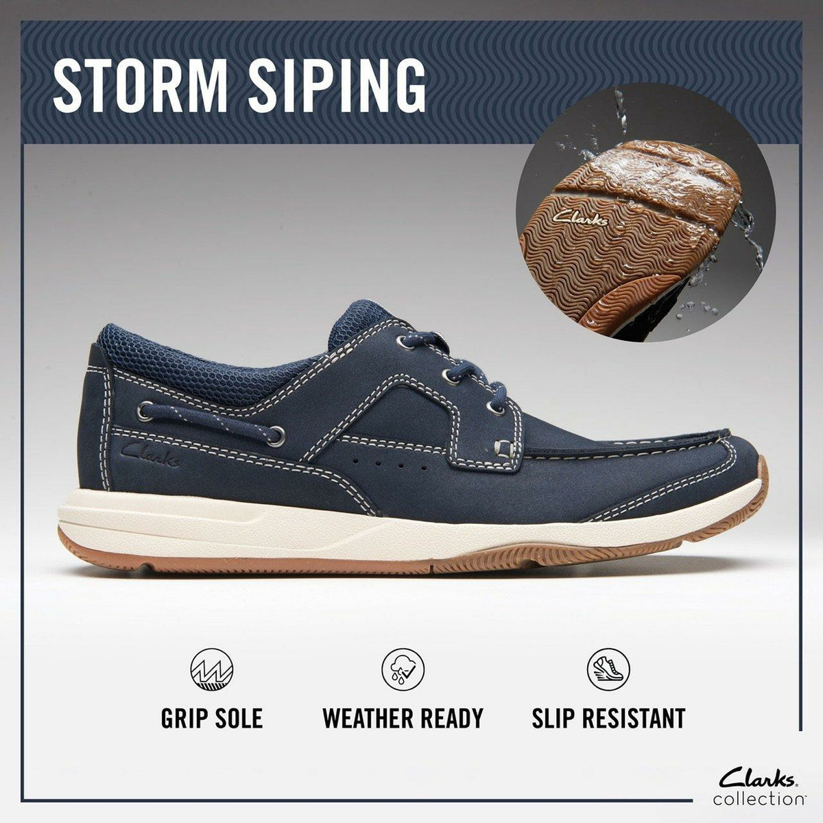 Clarks Sailview Lace Navy Nubuck