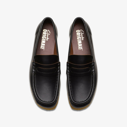 Clarks Wallabee Loafer Black Smooth Leather