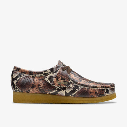 Clarks Wallabee Brown Snake Print