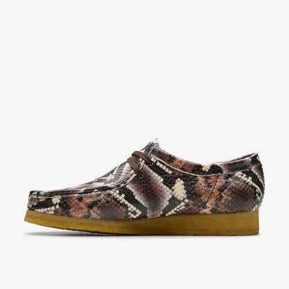 Clarks Wallabee Brown Snake Print