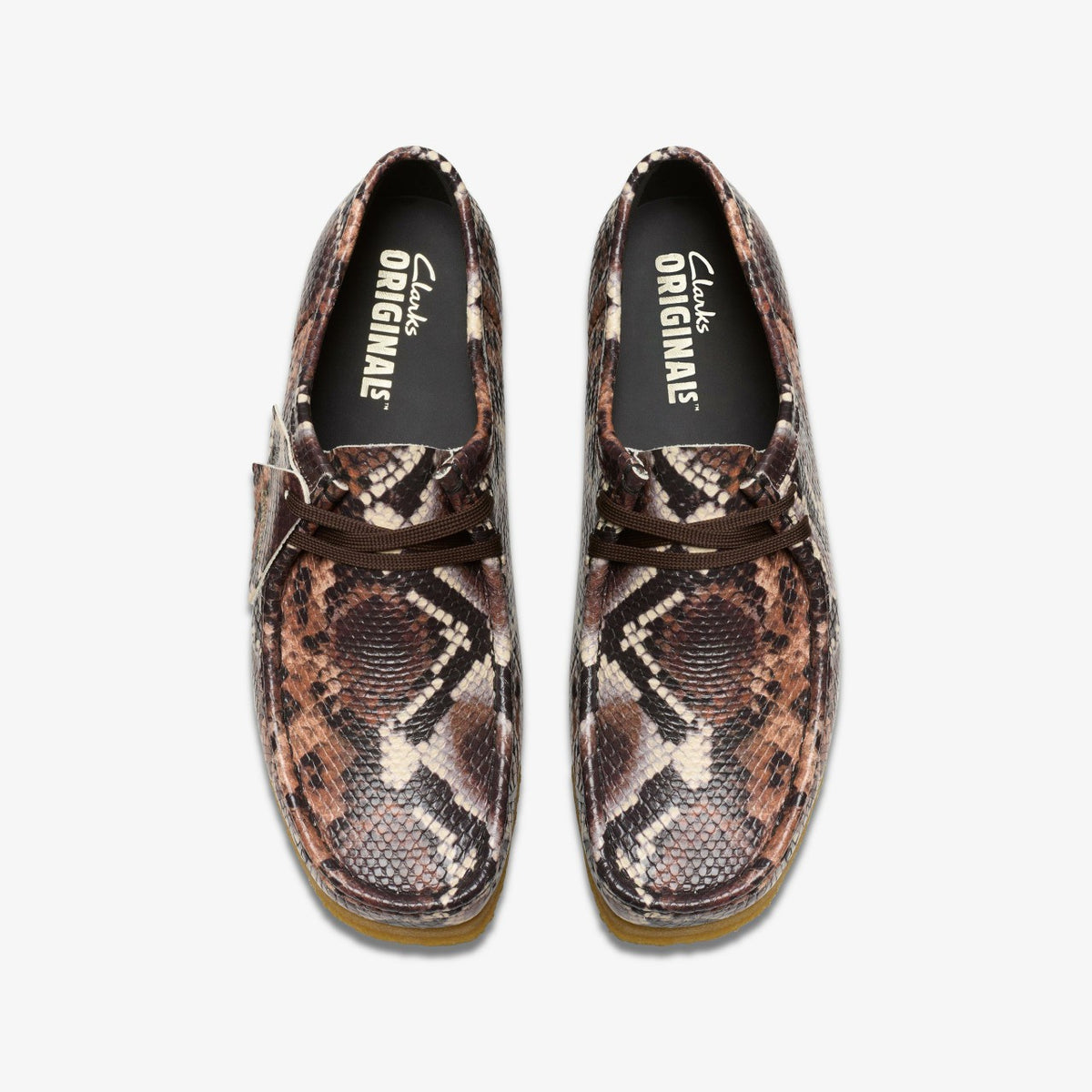 Clarks Wallabee Brown Snake Print