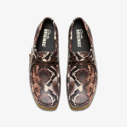 Clarks Wallabee Brown Snake Print