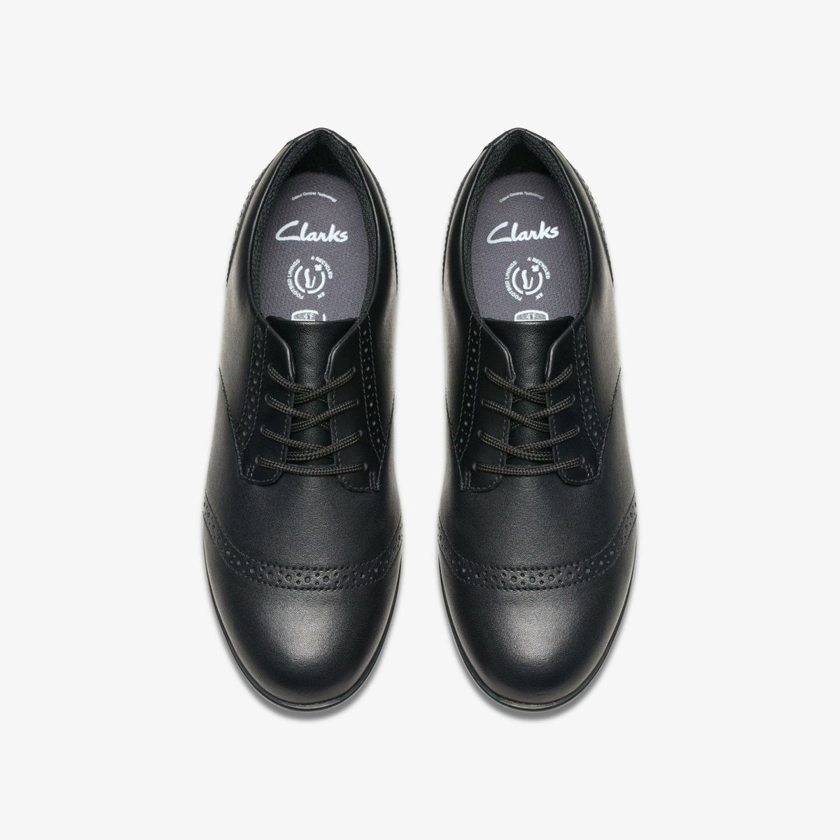 Clarks Finja Brogue Youth Black Leather