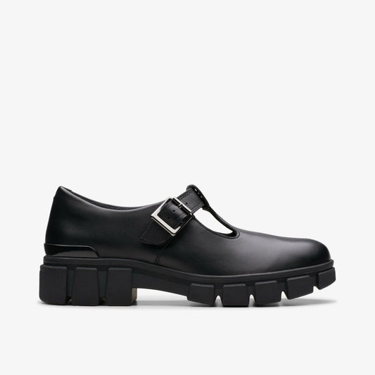 Clarks Evyn Bar Youth Black Leather