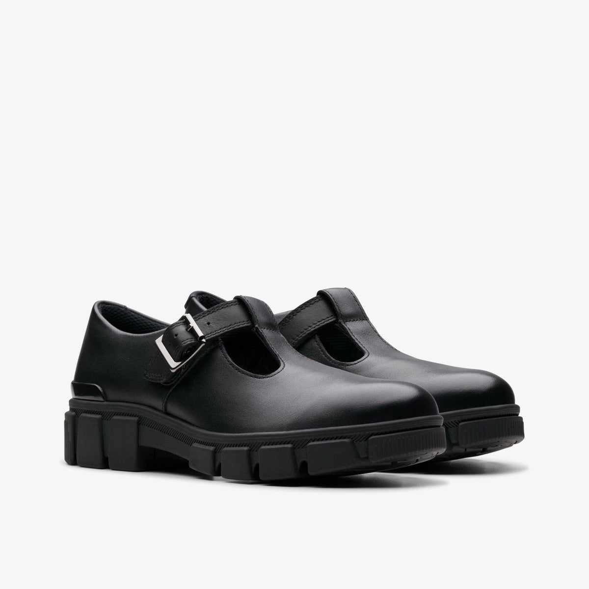 Clarks Evyn Bar Youth Black Leather
