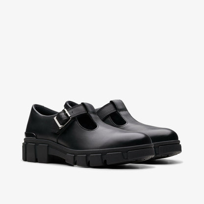 Clarks Evyn Bar Youth Black Leather
