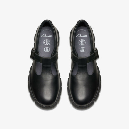 Clarks Evyn Bar Youth Black Leather
