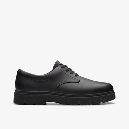 Clarks Lorcam Loop Youth Black Leather