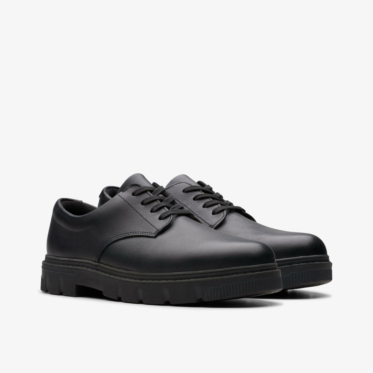 Clarks Lorcam Loop Youth Black Leather