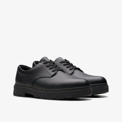 Clarks Lorcam Loop Youth Black Leather