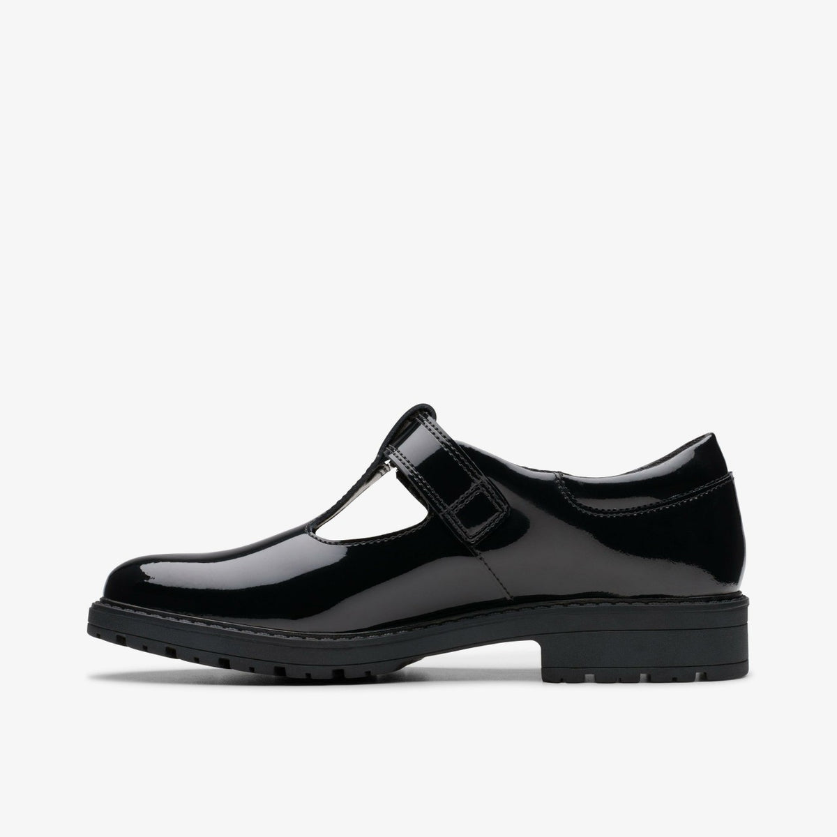 Clarks Loxham Bar Youth Black Patent