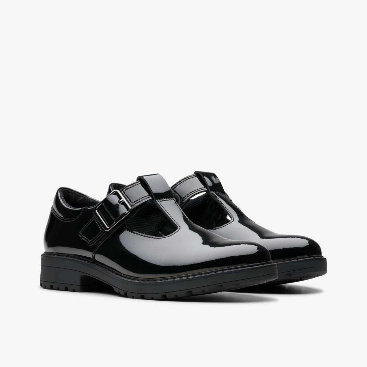 Clarks Loxham Bar Youth Black Patent