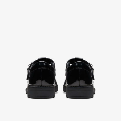 Clarks Loxham Bar Youth Black Patent