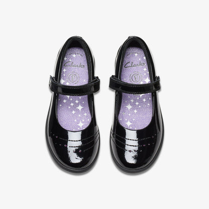 Clarks Etch Gem Kid Black Patent