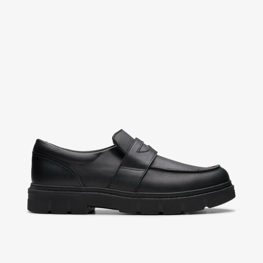 Clarks Lorcam Craft Youth Black Leather