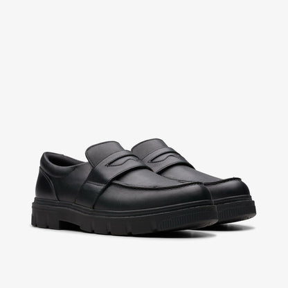 Clarks Lorcam Craft Youth Black Leather