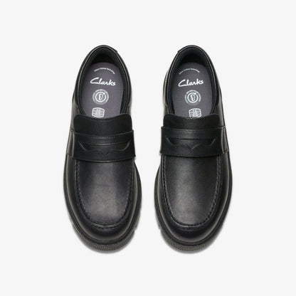Clarks Lorcam Craft Youth Black Leather