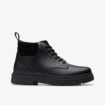 Clarks Lorcam Trail Youth Black Leather