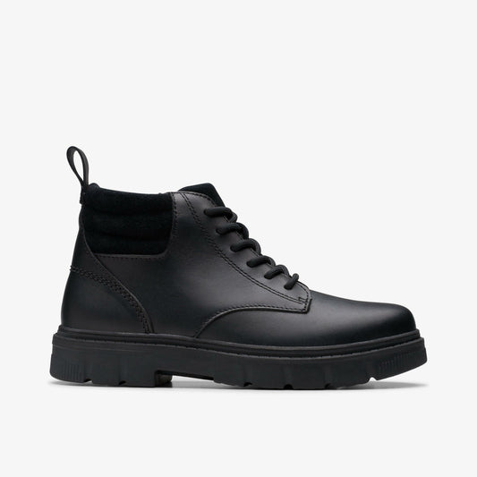 Clarks Lorcam Trail Youth Black Leather