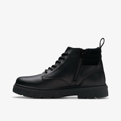 Clarks Lorcam Trail Youth Black Leather