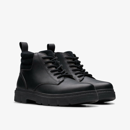 Clarks Lorcam Trail Youth Black Leather