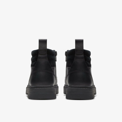 Clarks Lorcam Trail Youth Black Leather