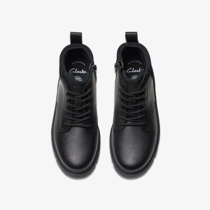 Clarks Lorcam Trail Youth Black Leather