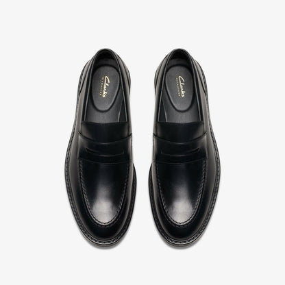 Clarks Aldwin Step Loafer Black Leather