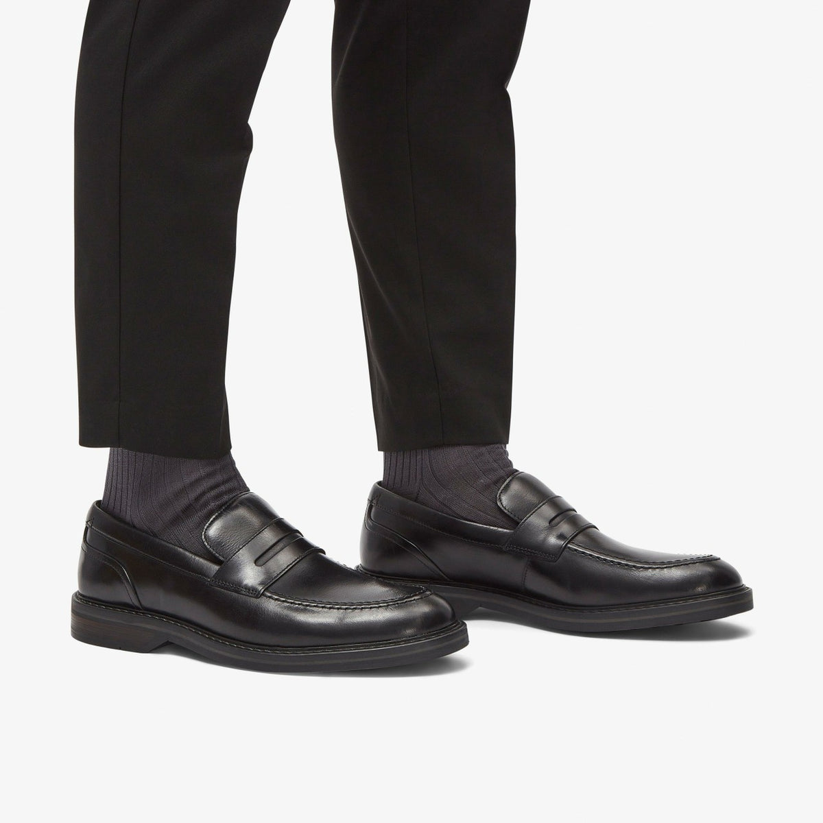 Clarks Aldwin Step Loafer Black Leather