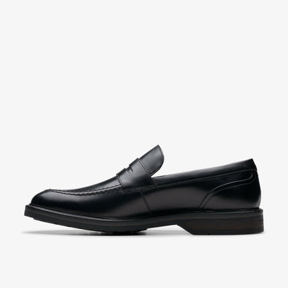 Clarks Aldwin Step Loafer Black Leather