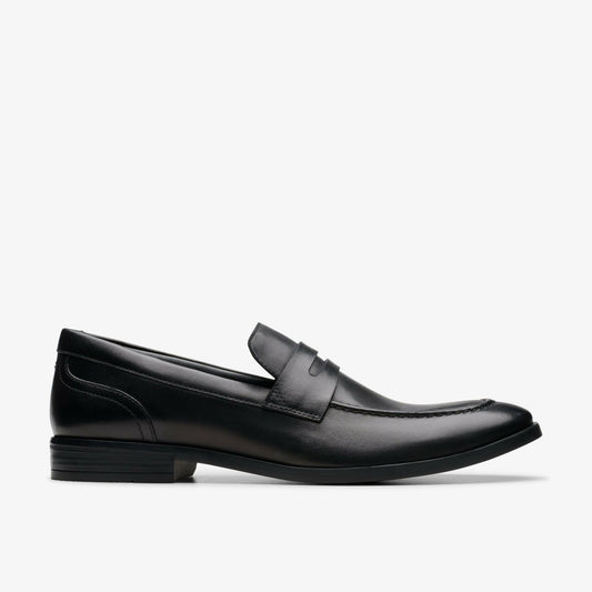 Clarks Brandon Step Loafer Black Leather