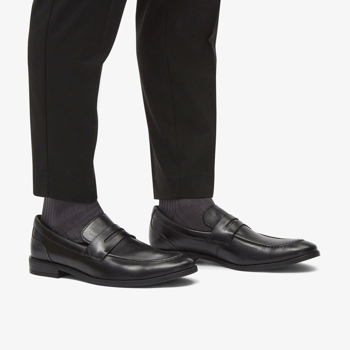 Clarks Brandon Step Loafer Black Leather