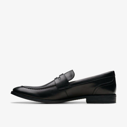 Clarks Brandon Step Loafer Black Leather